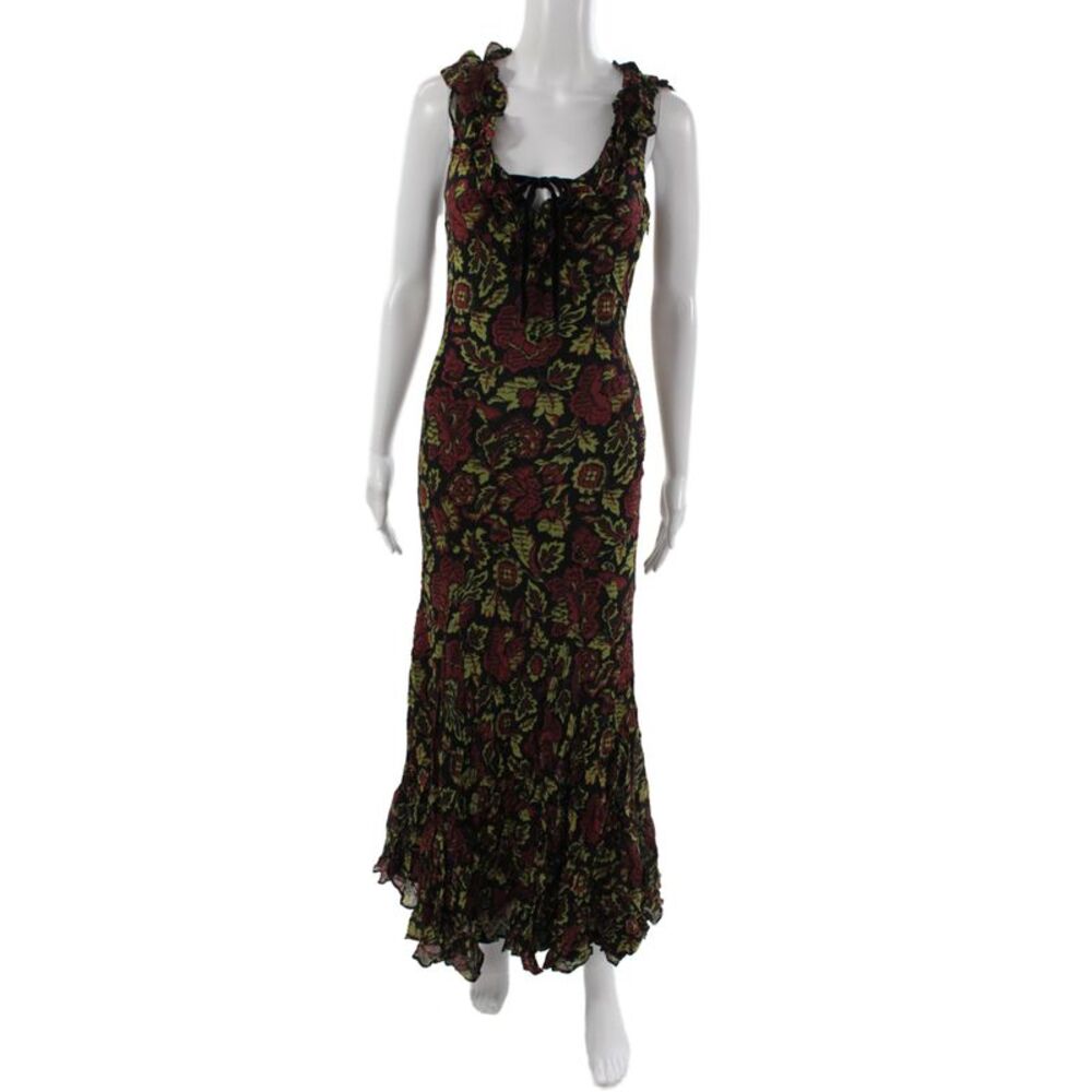 Hill House Women Maxi Dress Black Floral Scoop Neck Sleeveless Zip Size XS